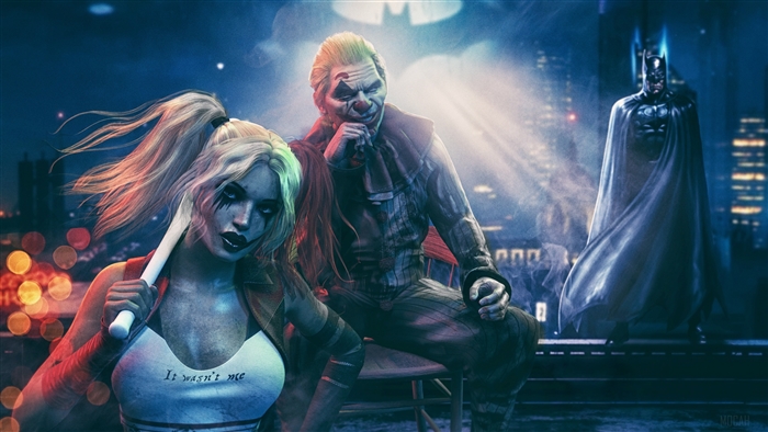 Joker and Harley Quinn with Batman 4K
