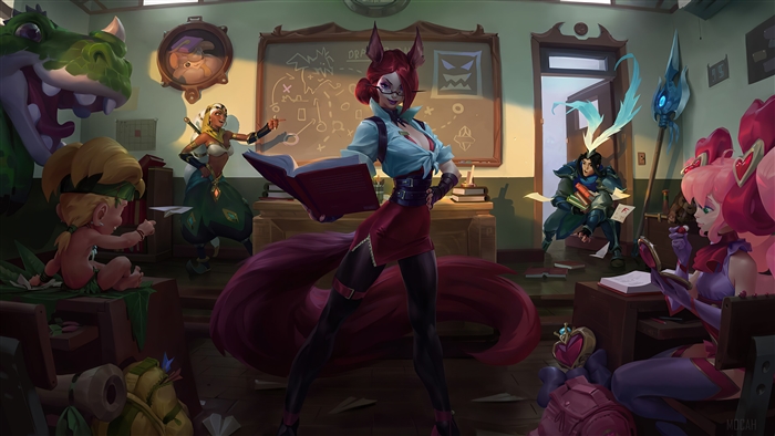 Ahri and students in a classroom