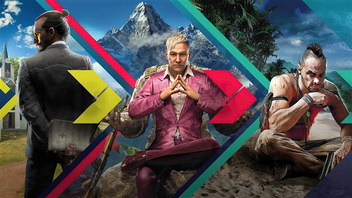 Pagan Min, Vaas Montenegro, and Joseph Seed from Far Cry 4K