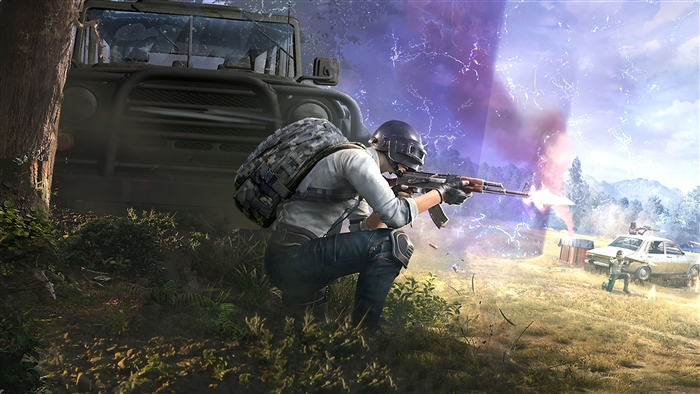 Player shooting rifle in PUBG 4K