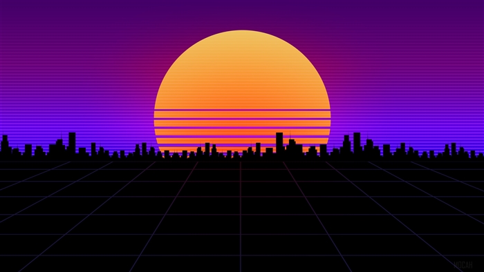 Retrowave Big City Sunset 4K