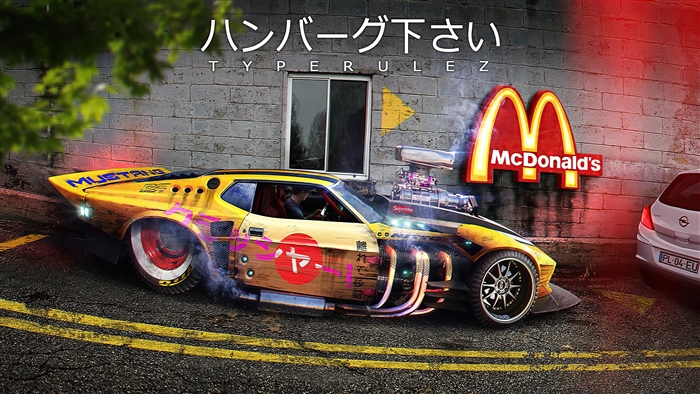 Modified Ford Mustang Mach 1 at McDonald's 4K