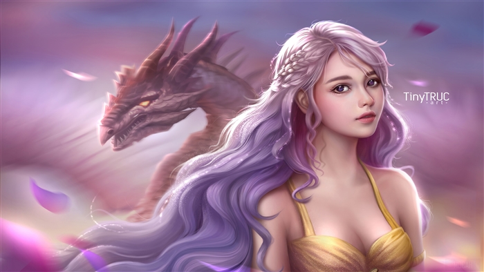 Daenerys Targaryen and Dragon Fantasy Art 4K