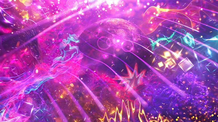 Nebula Neon Colors Fractal Glitch Pattern 4K