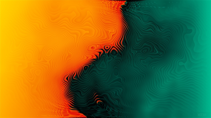 Abstract Orange and Green 4K Gradient Waves
