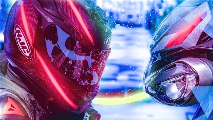 Motorcyclists with HJC Helmets