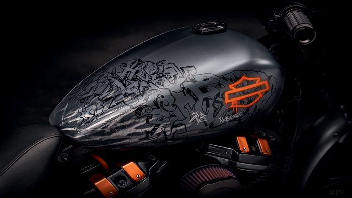 Harley Davidson motorcycle tank with graffiti art