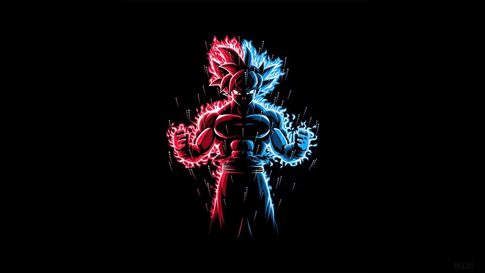 Goku Dual Aura God Red Blue 4K