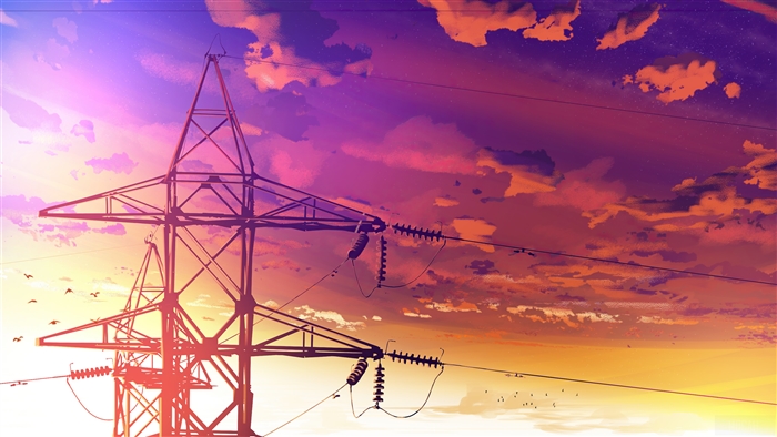Anime Scenery Powerlines 4K