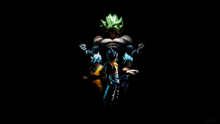 Broly, Gogeta, Goku, and Vegeta from Dragon Ball 4K
