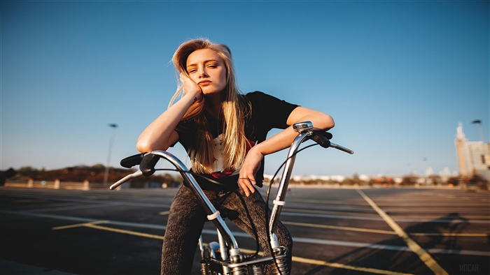 Girl on a bicycle in 4K