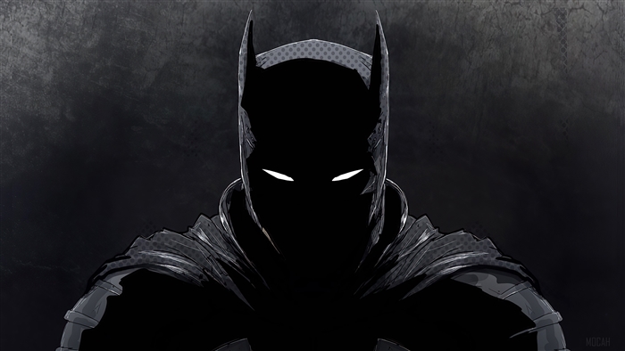 Dark Batman Silhouette with Glowing Eyes 4K