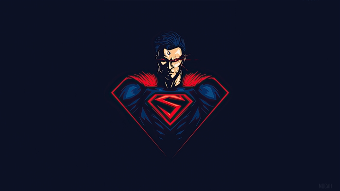 Superman with Red Eyes and Red and Blue Suit