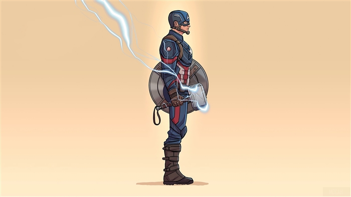 Captain America with Mjolnir and Shield