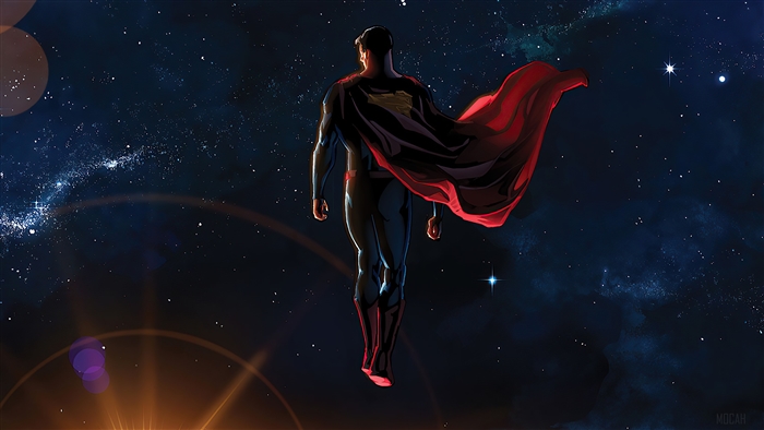 Superman flying in space 4K