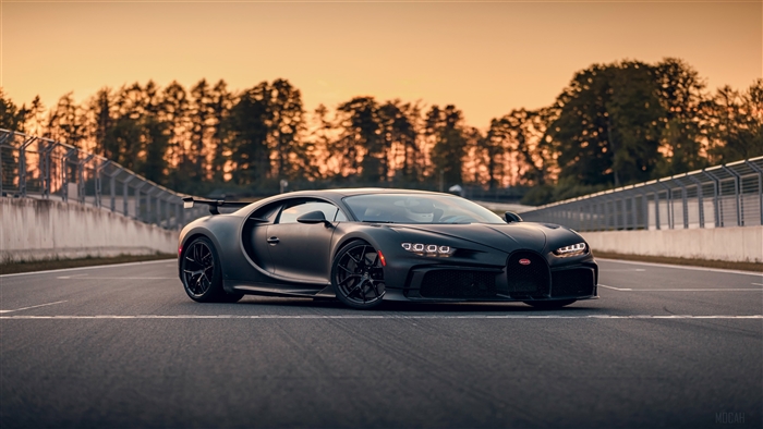 Black Bugatti Chiron Pur Sport on a Race Track 4K