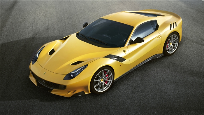 Yellow Ferrari F12 tdf from Above 4K