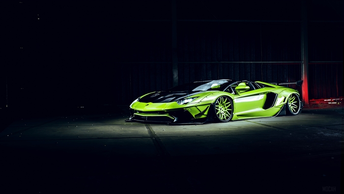 Lime green Lamborghini Huracan Liberty Walk 4K