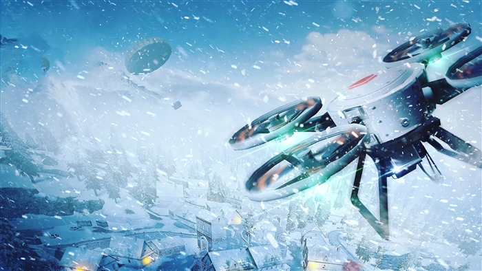 PUBG Drone in Snowy Mountains 4K