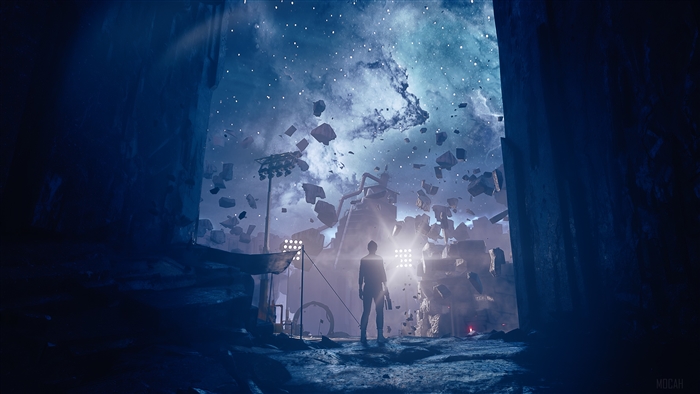 Jesse Faden from Control in a cosmic landscape 4K