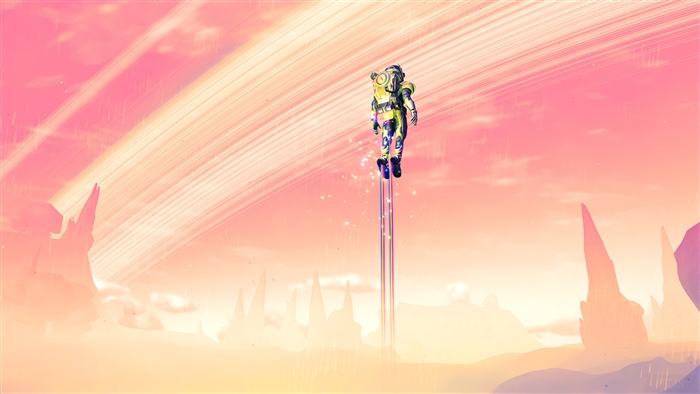 Astronaut flying in No Man's Sky 4K