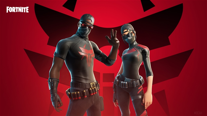 Fortnite characters in black and red outfits