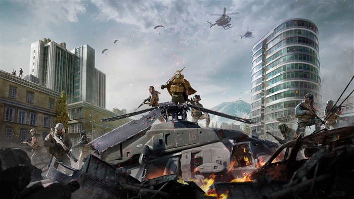Call of Duty Warzone soldiers on helicopter 4K