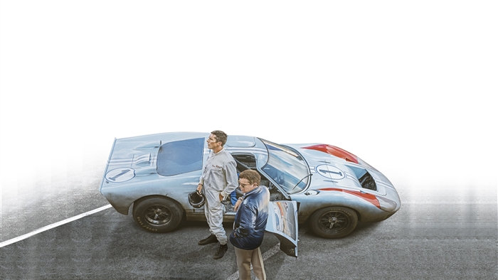 Christian Bale and Matt Damon in Ford v Ferrari 4K