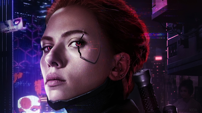 Black Widow Cyberpunk 4K