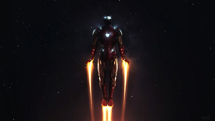 Iron Man flying in space