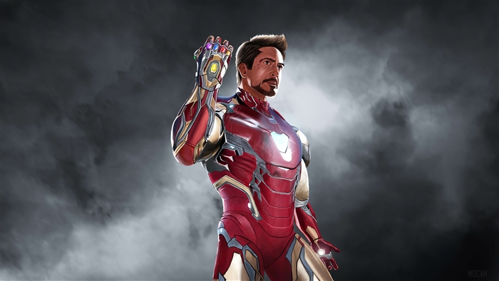 Iron Man with Infinity Gauntlet Paint Art 4K