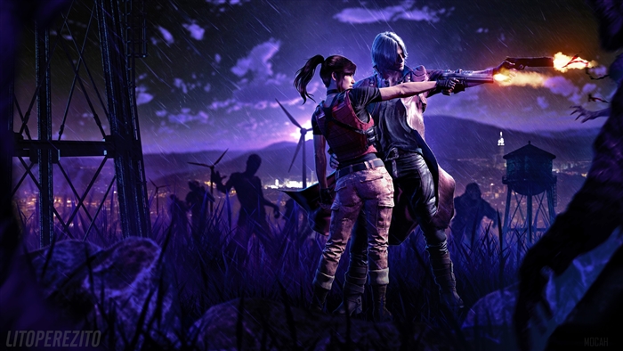 Dante and Claire from Resident Evil and Devil May Cry 5 4K