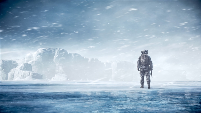 Soldier in a snowy landscape from Battlefield 4 4K