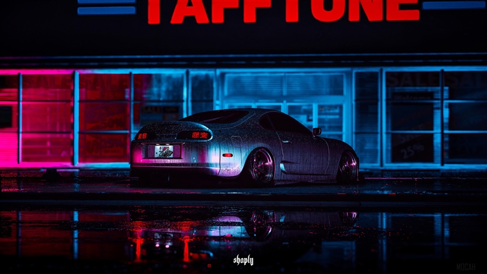 Toyota Supra in Neon City at Night 4K