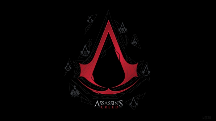 Assassin's Creed Logo with Game Symbols 4K