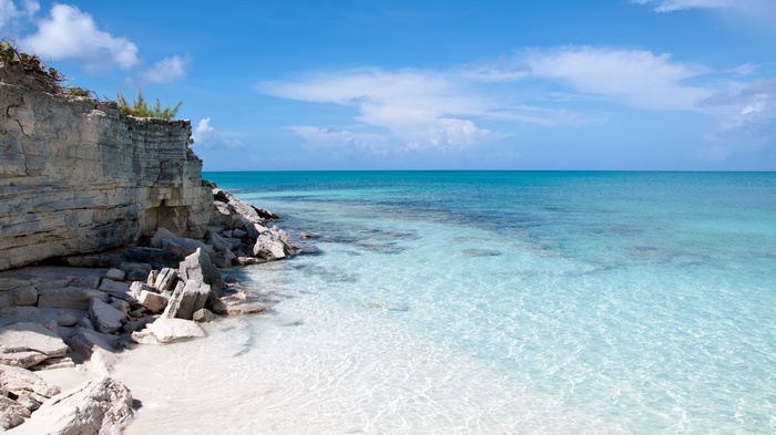 Rocky coastline with clear turquoise ocean water