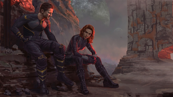 Hawkeye And Black Widow Art