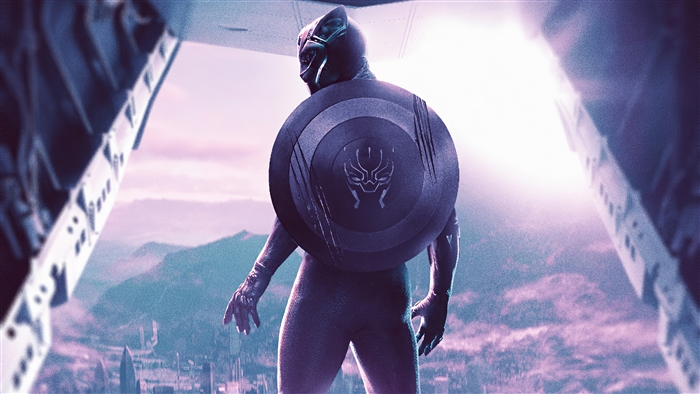 Black Panther with Captain America's Shield 4K