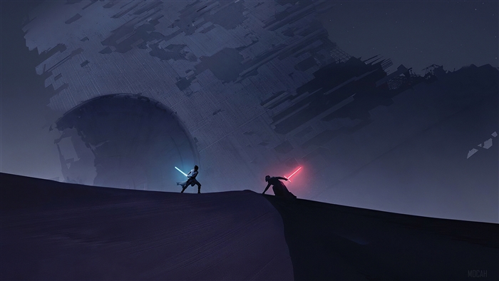 Rey and Kylo Ren from Star Wars The Rise Of Skywalker 4K
