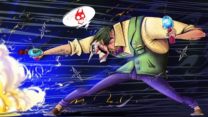 Joker with guns and shurikens 4K