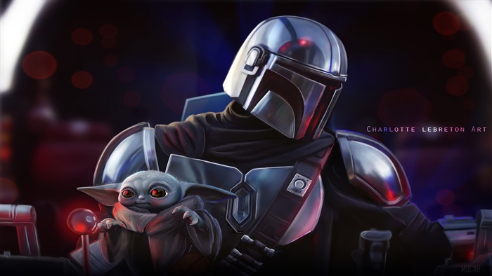 The Mandalorian and Grogu from The Mandalorian TV Series Art 4K