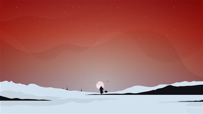 The Mandalorian and Grogu on a red planet 4K