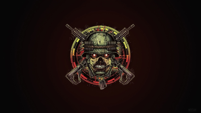 Zombie soldier with guns logo 4K