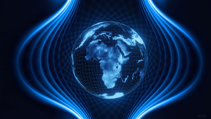 Globe with Blue Gravity Waves 4K