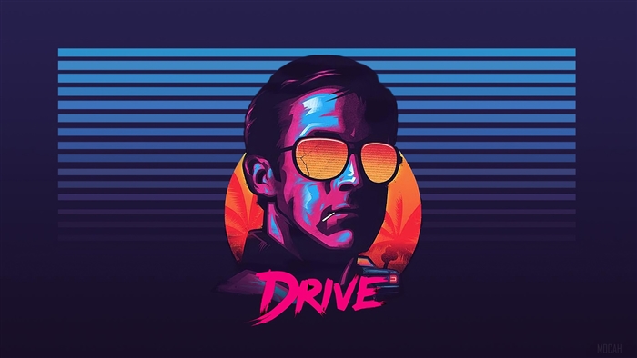 Ryan Gosling from Drive Retrowave 4K