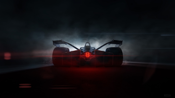 Formula E race car in smoke