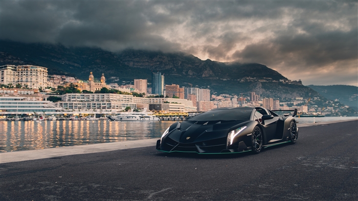 Black Lamborghini Veneno Roadster in Monaco