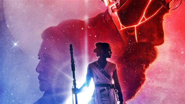 Rey and Kylo Ren from Star Wars The Last Jedi Art 4K