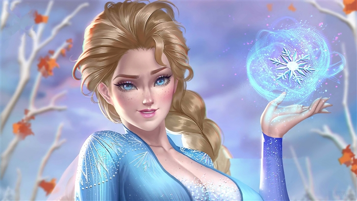 Elsa from Frozen creating a snowflake 4K