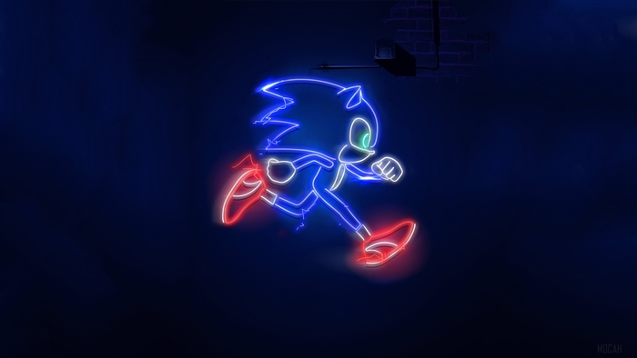 Sonic the Hedgehog neon sign 4K